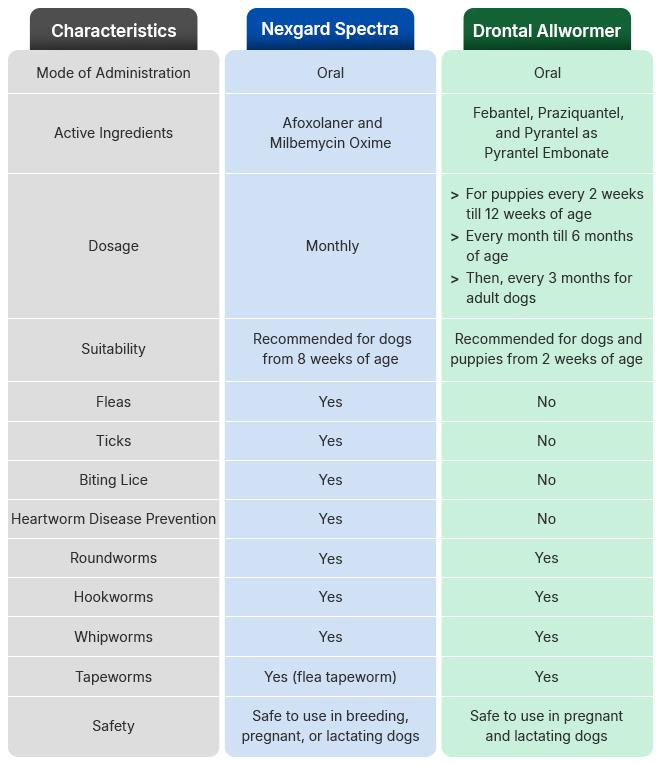 Nexgard Spectra vs. Drontal Allwormer: Side-by-Side Comparison