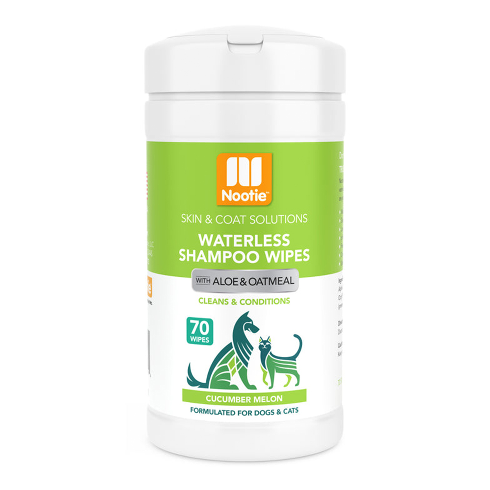 Nootie Waterless Shampoo Wipes with Aloe & Oatmeal for Dogs & Cats